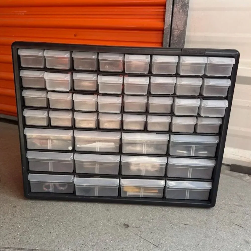 Plastic Storage Organizer Cabinet for Garage Wall Mount, Akro-Mils 44 Drawer
